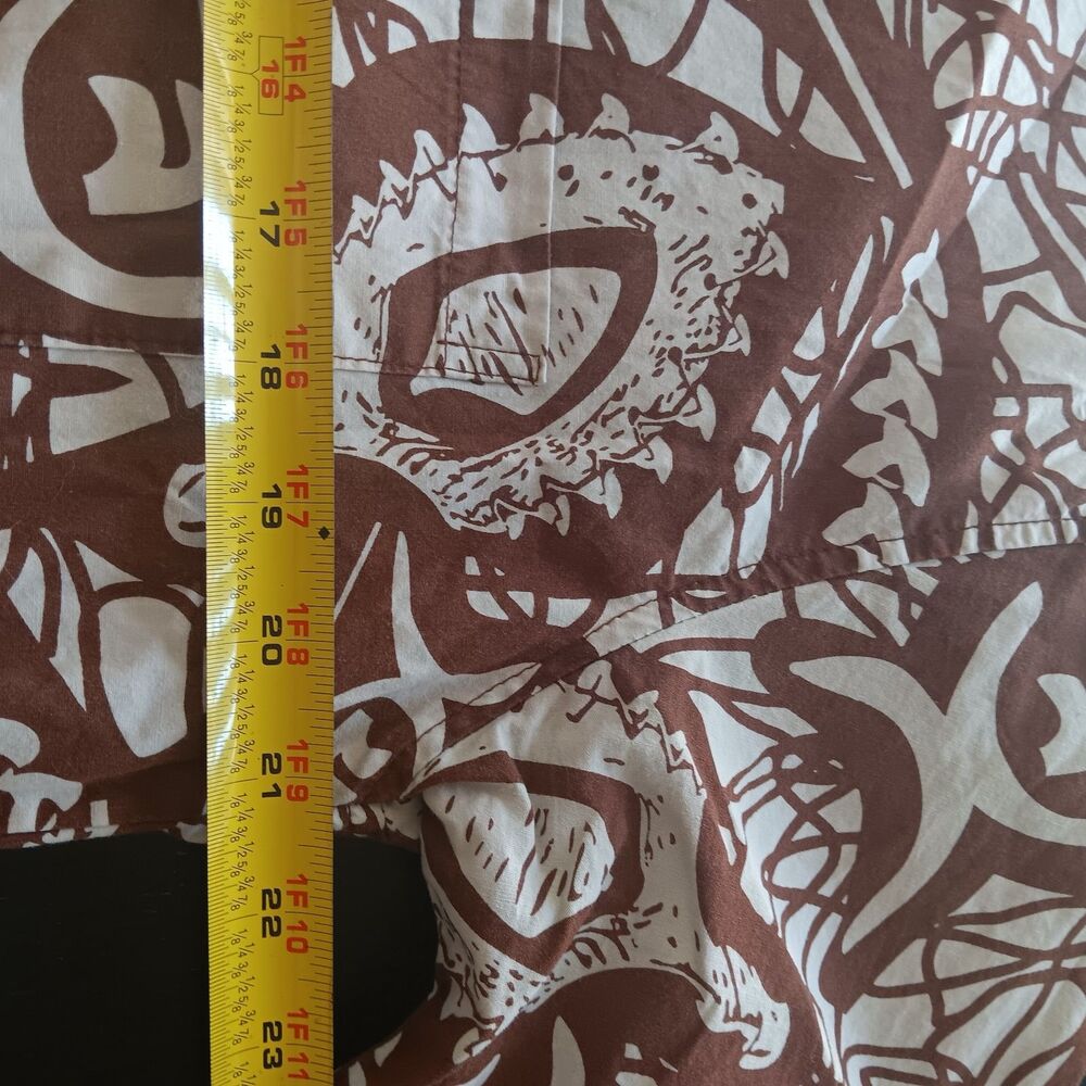 Rix100% cotton Hawaiian Brown Short Sleeves Shirt Tiki Front Pocket Vacation - Picture 5 of 9